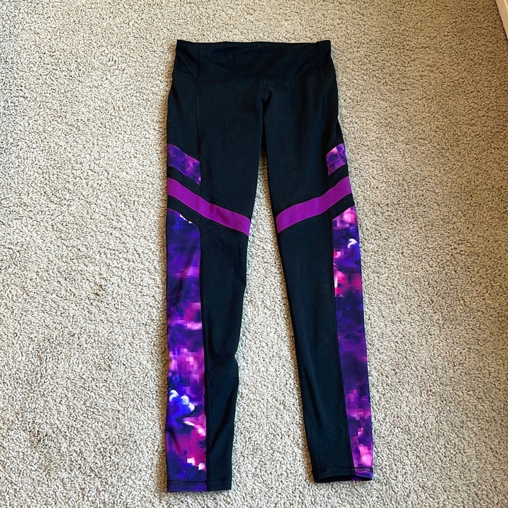 Champion black leggings with purple accents